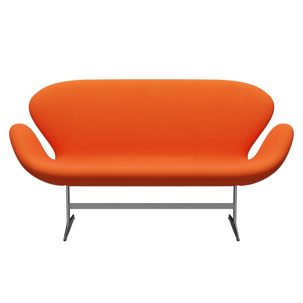 Fritz Hansen Swan Sofa 2 Seater, satén kartáčovaný hliník/sláva oranžová (63016)