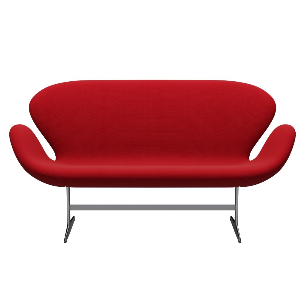 Fritz Hansen Swan Sofa 2 Seater, satén kartáčovaný hliník/sláva červená (64089)