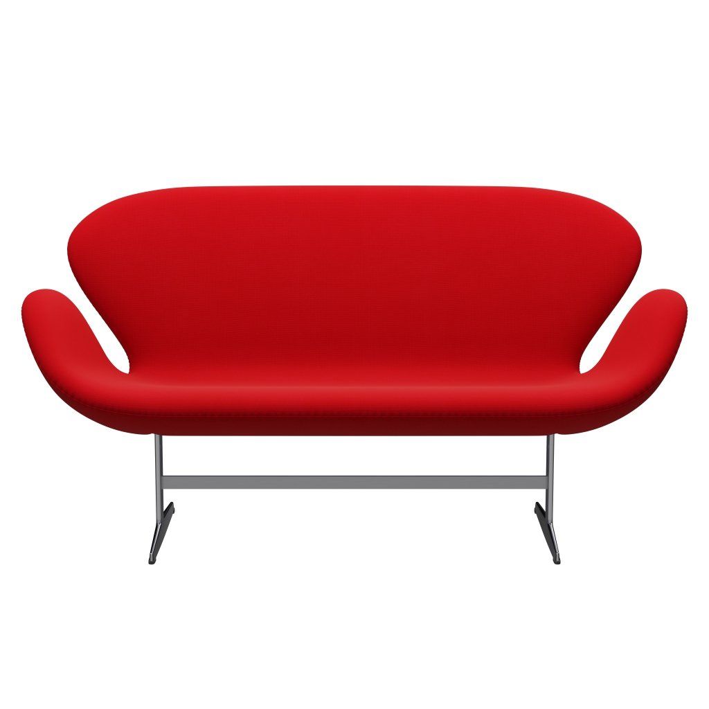 Fritz Hansen Swan Sofa 2 Seater, saténová kartáčovaná hliník/sláva červená (64119)