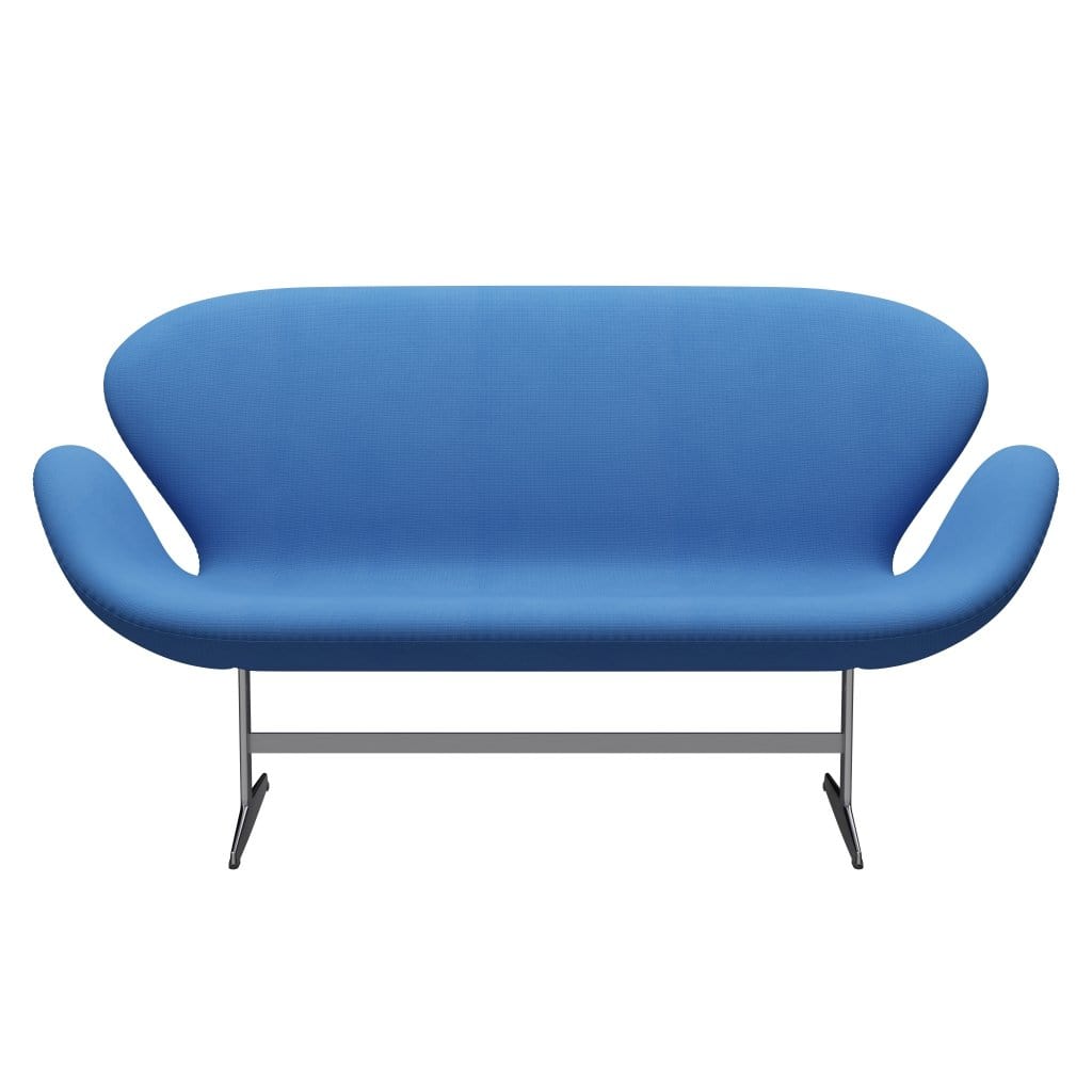 Fritz Hansen Swan Sofa 2 Seater, saténová kartáčovaná hliníková/sláva tyrkysová (66118)