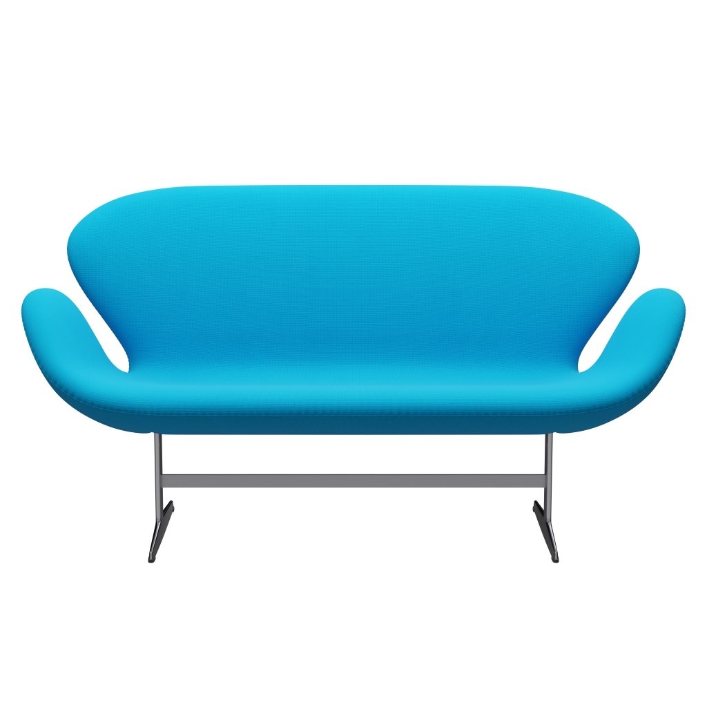 Fritz Hansen Swan Sofa 2 Seater, saténová kartáčovaná hliník/sláva teplá tyrkysová