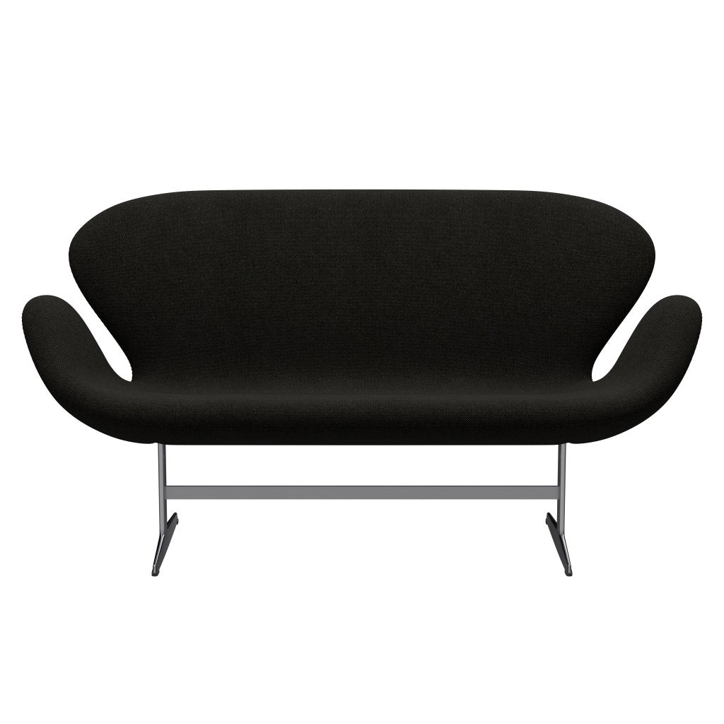 Fritz Hansen Swan Sofa 2 Seater, Satin Brushed Aluminium/Hallingdal Black/Grey (173)