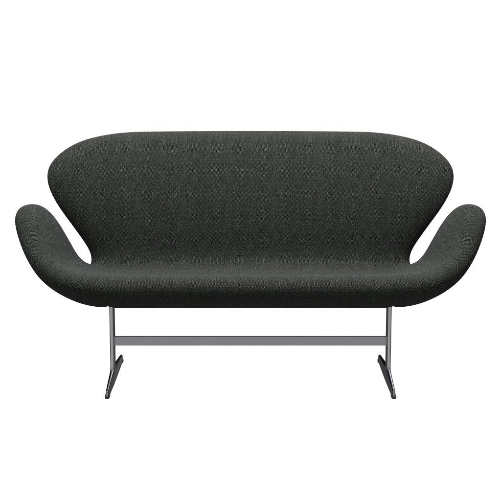 Fritz Hansen Swan Sofa 2 Seater, Satin Brushed Aluminium/Hallingdal Black/Grey (368)