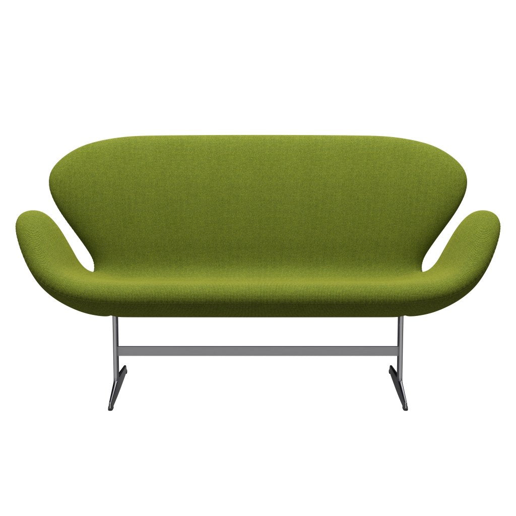 Fritz Hansen Swan Sofa 2 Seater, satén kartáčovaný hliník/hallingdal zelená