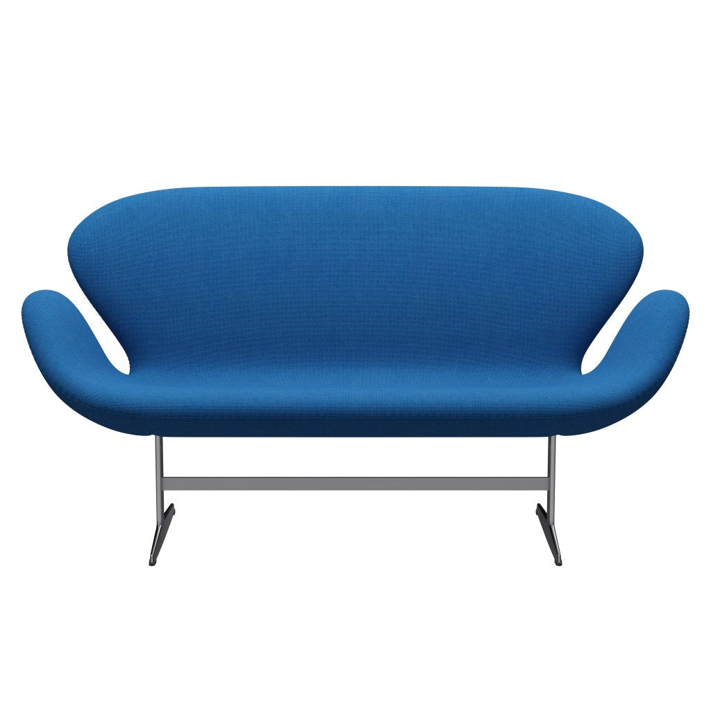 Fritz Hansen Swan Sofa 2 Seater, Satin Brushed Aluminium/Hallingdal Light Blue