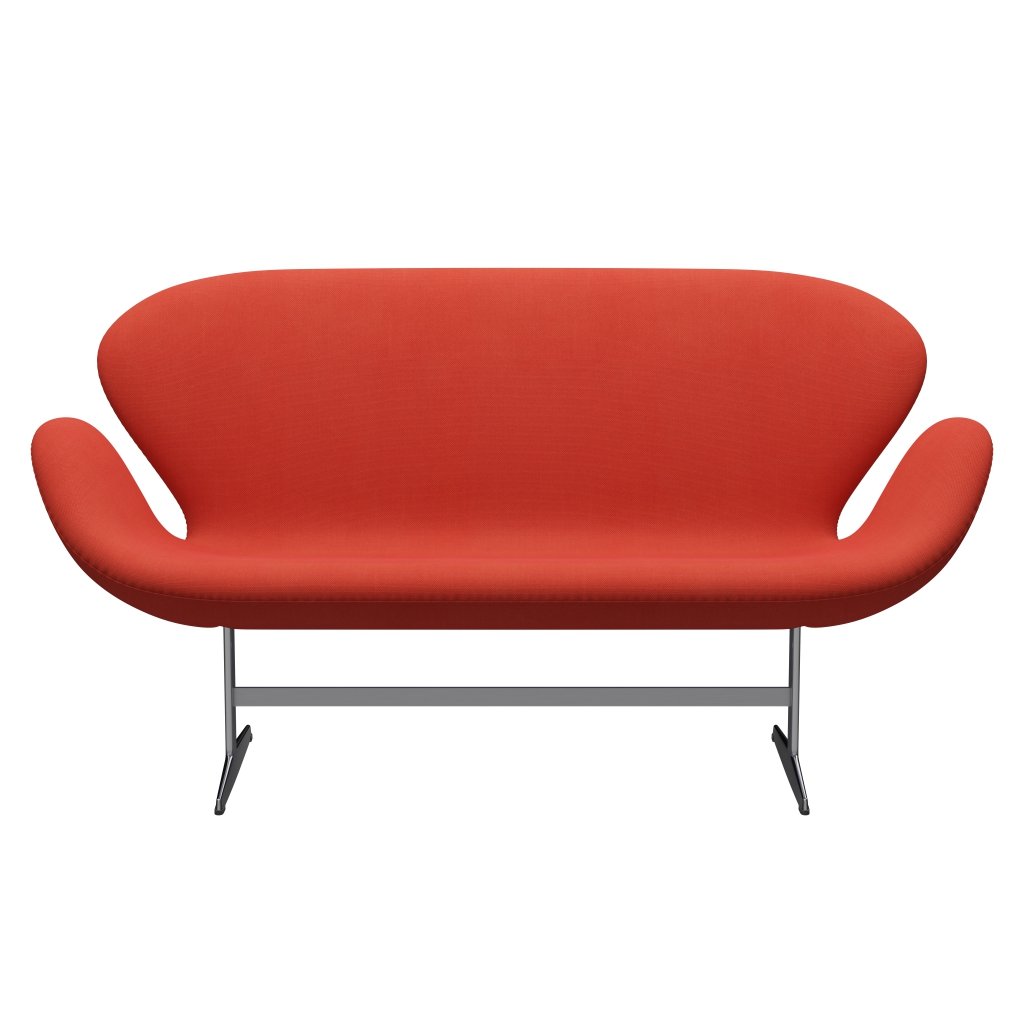 Fritz Hansen Swan Sofa 2 Seater, saténová kartáčovaná hliník/Steelcut Light Red