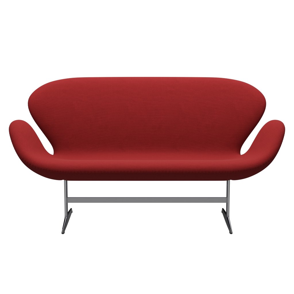 Fritz Hansen Swan Sofa 2 Seater, saténová kartáčovaná hliníková/ocelářská červená