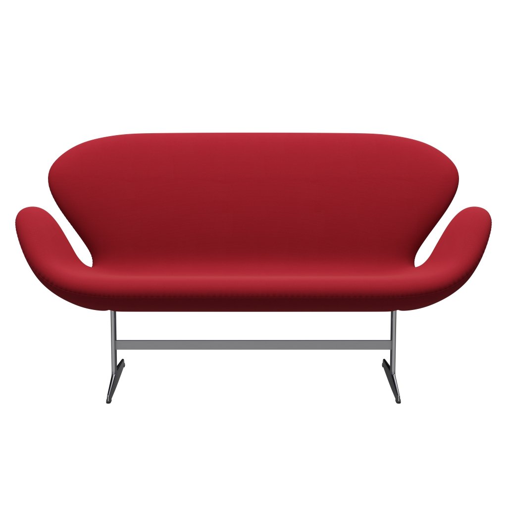 Fritz Hansen Swan Sofa 2 Seater, satén kartáčovaný hliník/Steelcut Standard/Light Dark Red