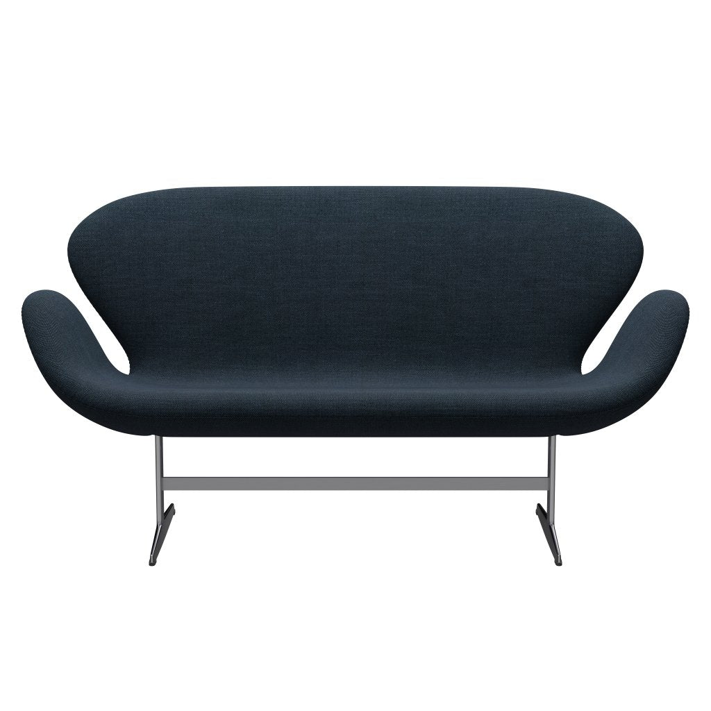 Fritz Hansen Swan Sofa 2 Seater, satén kartáčovaný hliník/Sunniva Black/Navy