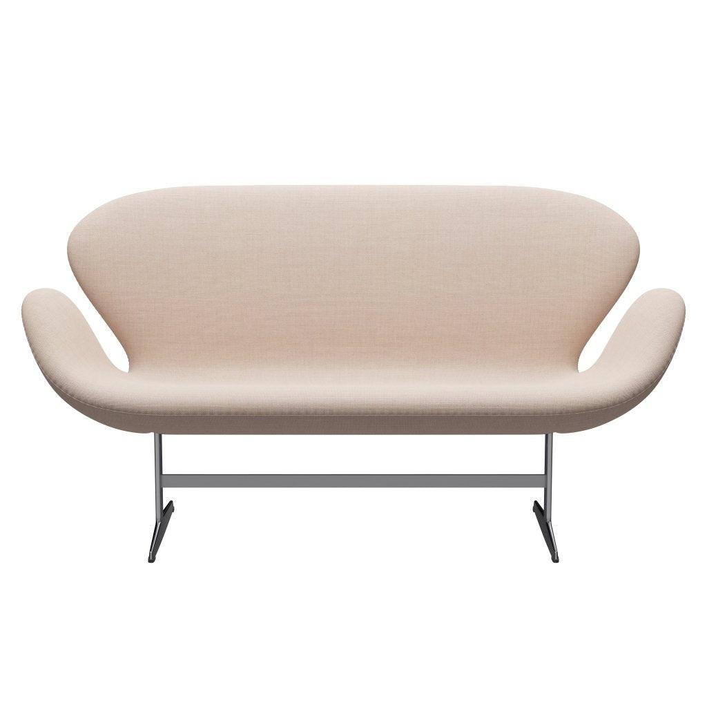 Fritz Hansen Swan Sofa 2 Seater, satén kartáčovaný hliník/Sunniva písek/měkká růžová