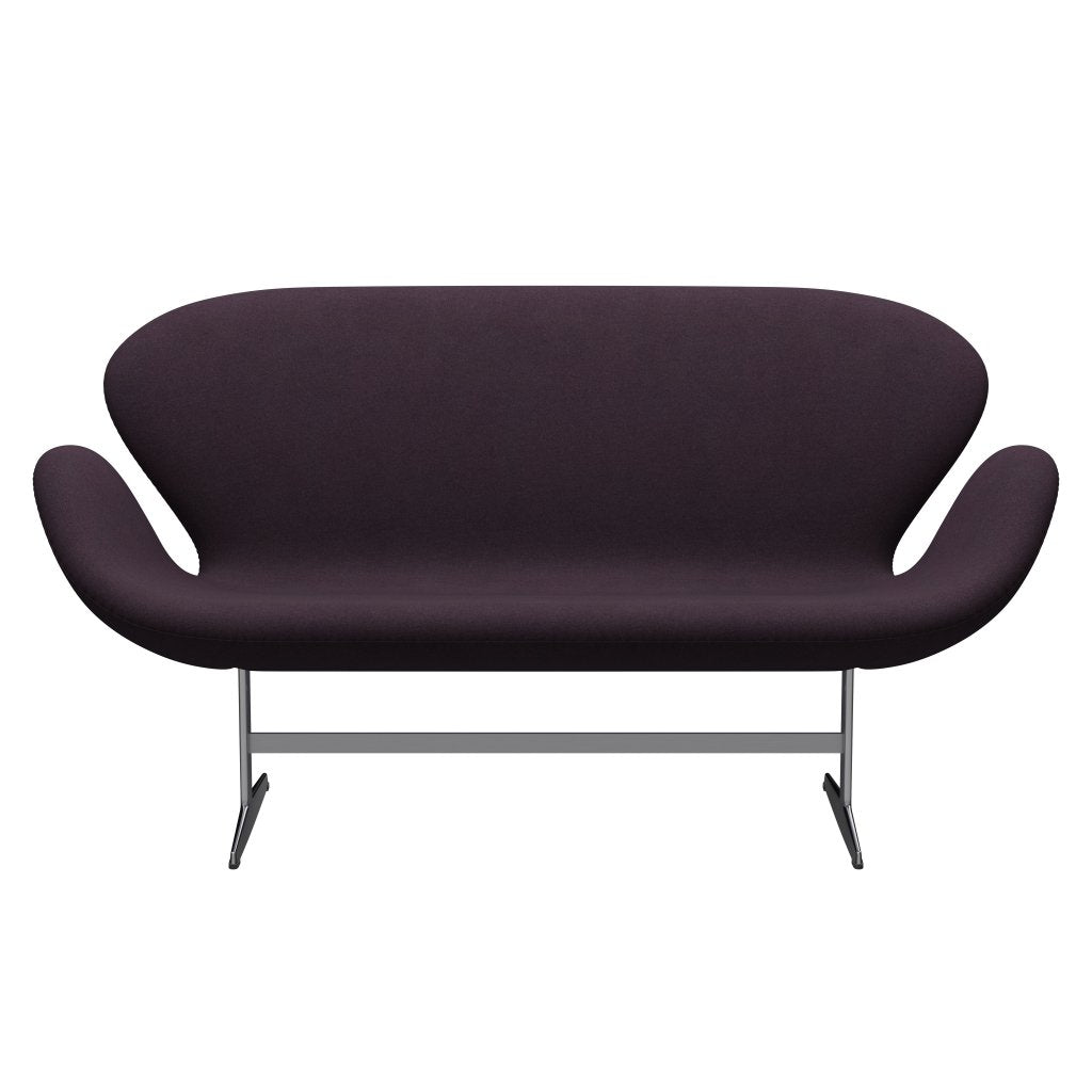 Fritz Hansen Swan Sofa 2 Seater, satén kartáčovaný hliník/tonus aubergin