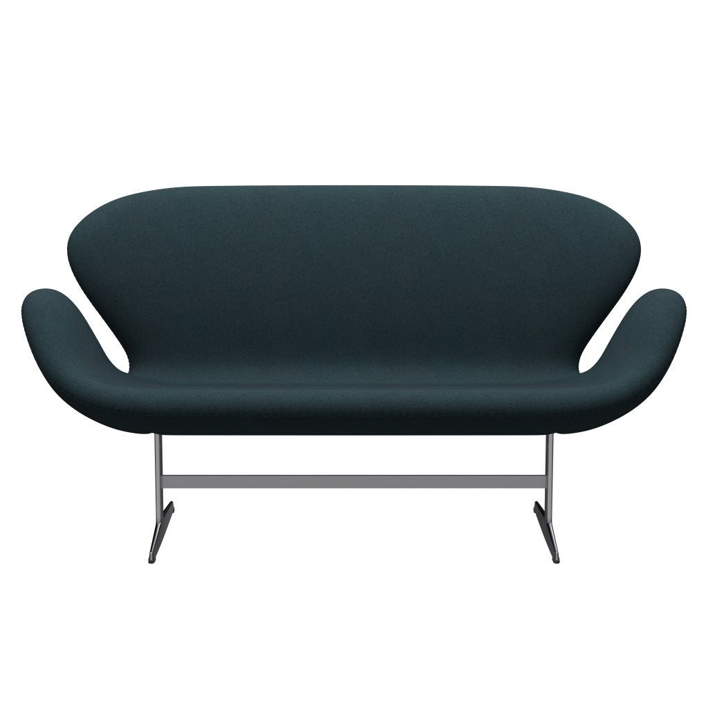 Fritz Hansen Swan Sofa 2 Seater, satén kartáčovaný hliník/tonus tmavě zelená