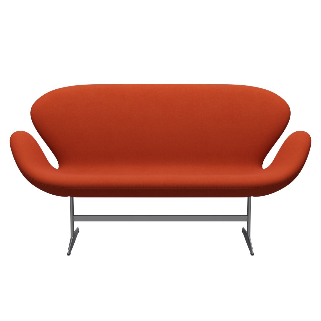 Fritz Hansen Swan Sofa 2 Seater, stříbrná šedá/komfortní rezavě červená (09055)