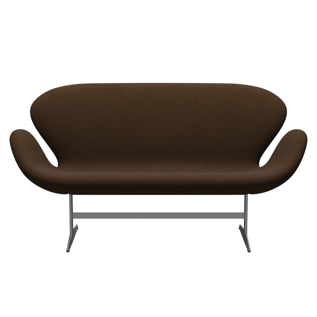 Fritz Hansen Swan Sofa 2 Seater, Silver Grey/Diablo Chestnut