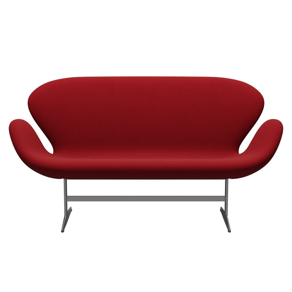 Fritz Hansen Swan Sofa 2 Seater, stříbrná šedá/diablo teplá červená