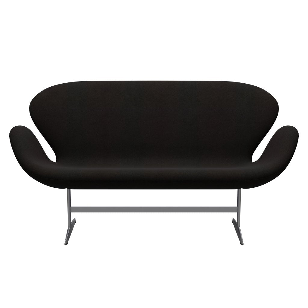 Fritz Hansen Swan Sofa 2 Seater, stříbrná šedá/diva tmavě hnědá (384)