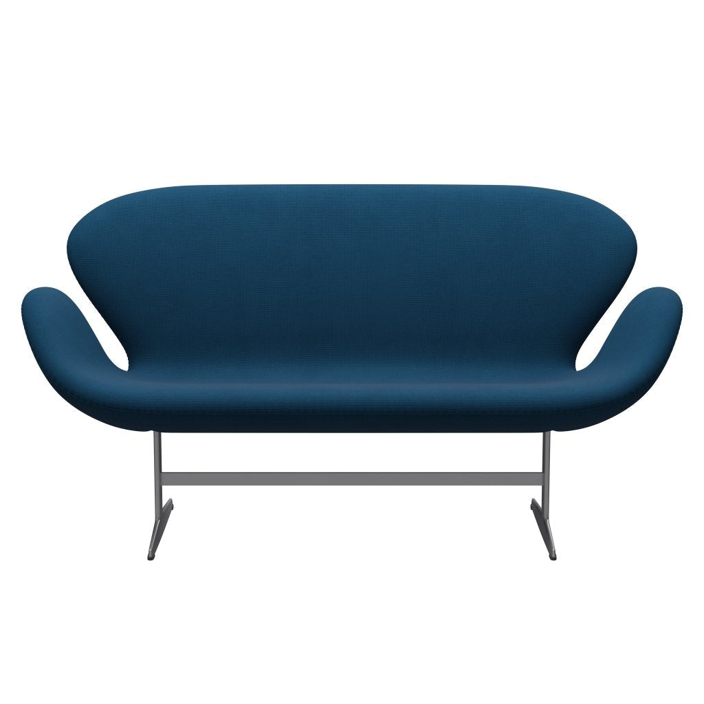 Fritz Hansen Swan Sofa 2 Seater, stříbrná šedá/sláva tmavě modrá hnědá