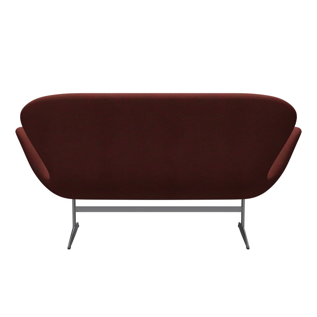 [product_category]-Fritz Hansen Swan Sofa 2 Seater, Silver Grey/Hallingdal Red/Green-Fritz Hansen-3321-HAL660-SGBASE-FRI-4