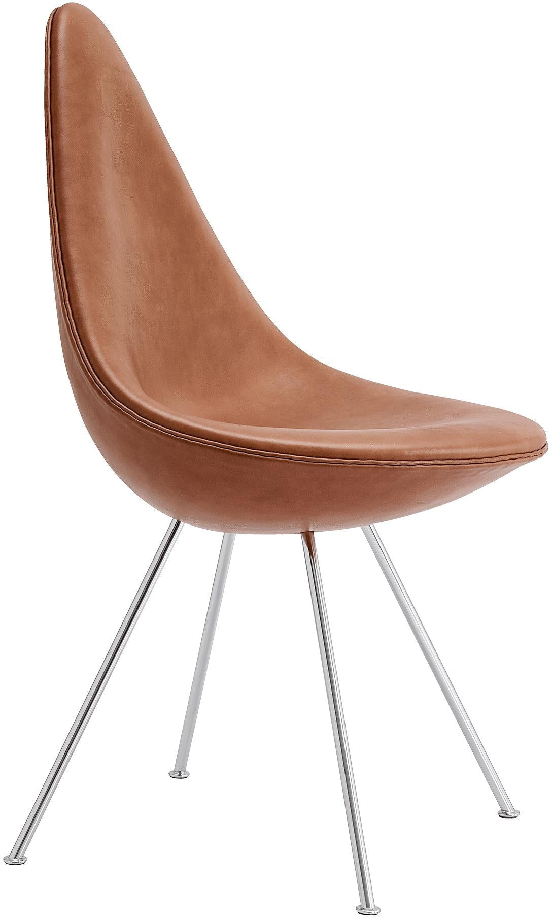 Fritz Hansen The Drop Chair Full Upholstery Leather, Elegance Walnut