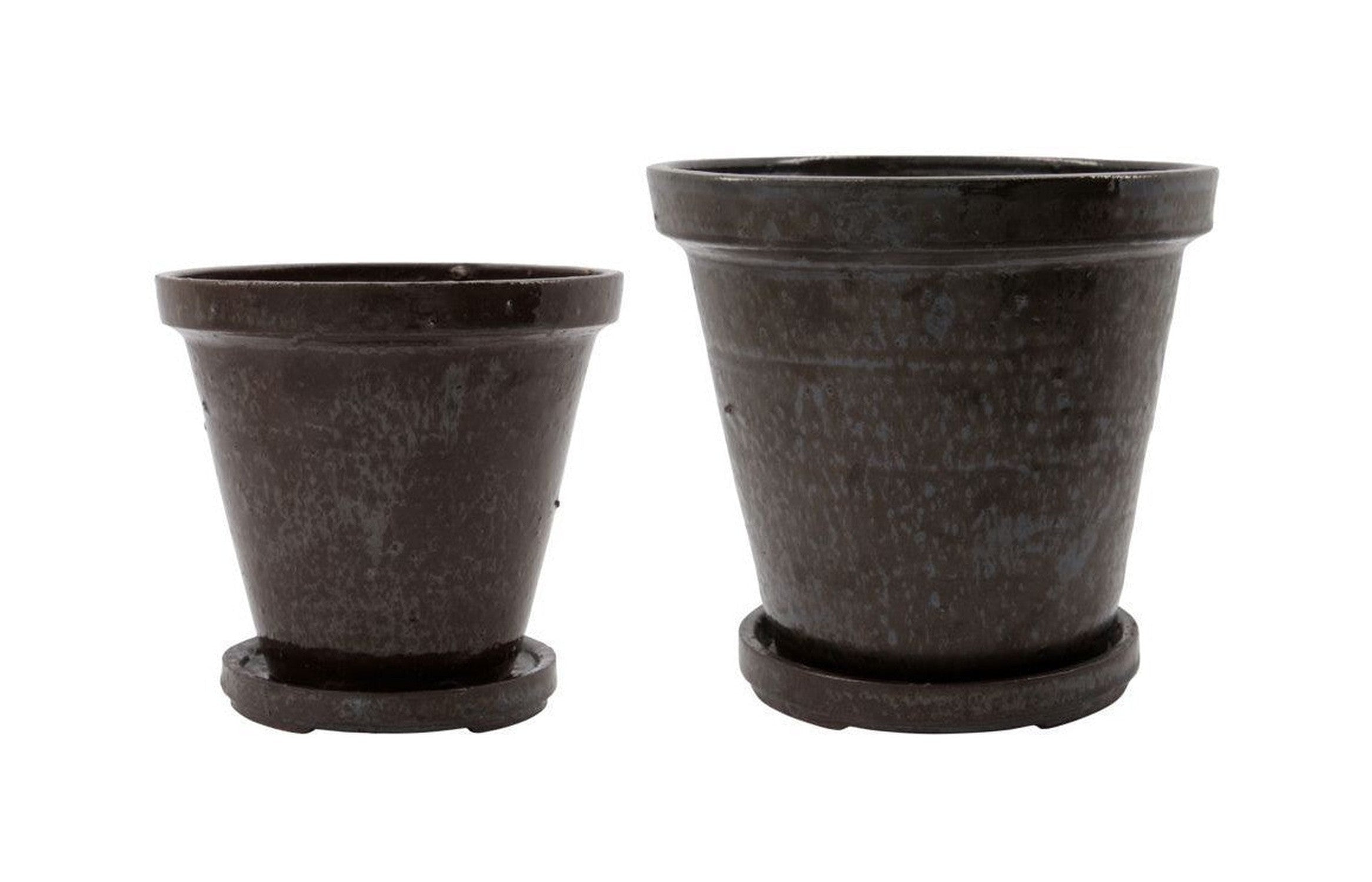 House Doctor Planter w. saucer, HDFlower, Brown