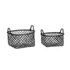 Hübsch Harvest Basket Rattan Black Set 2