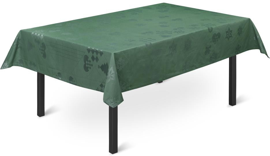 Juna Natale Damasque Tablecloth Green, 150x220 Cm