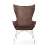 Kartell K/Wood Armchair Leather, Dark Wood/Chrome