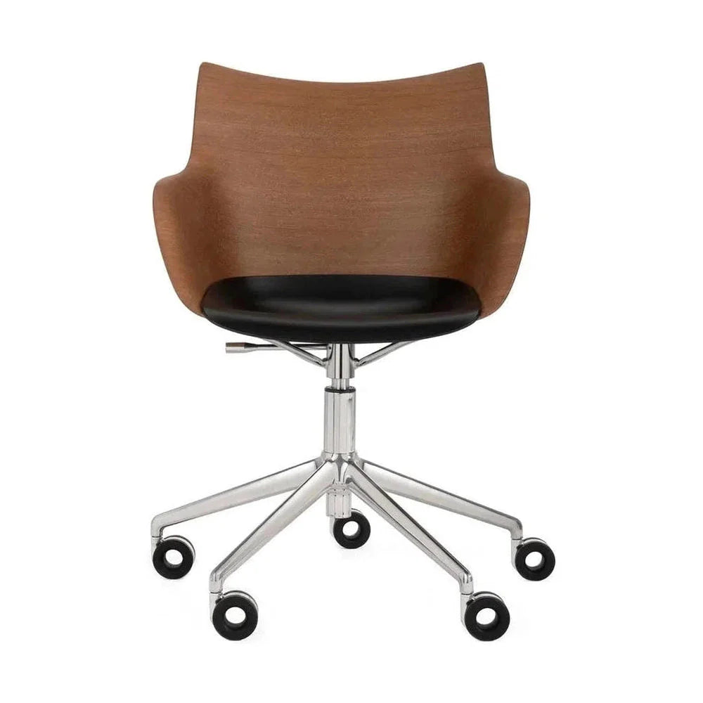 [product_category]-Kartell Q/Wood Armchair With Wheels, Dark Wood/Chrome-Kartell-8058967310344-05927SC-KAR-1