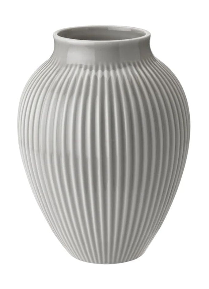 [product_category]-Knabstrup Keramik Vase With Grooves H 20 Cm, Grey-Knabstrup Keramik-5713959013001-1300-KNA-1