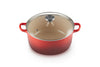 Le Creuset Round Casserrole With Glass Lid 24 Cm, Volcanic