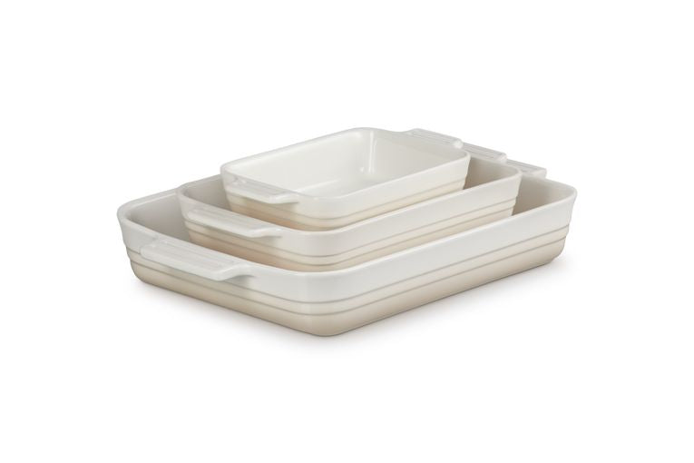 [product_category]-Le Creuset Set Of 3 Classic Rectangular Dishes, Meringue-Le Creuset-0843251175383-79161007160080-LEC-2