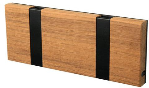 Loca Knax Horizontal Coat Rack 2 Hooks, Teak Oiled/Black