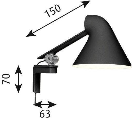 Louis Poulsen NJP nástěnná lampa dlouhá paže, černá