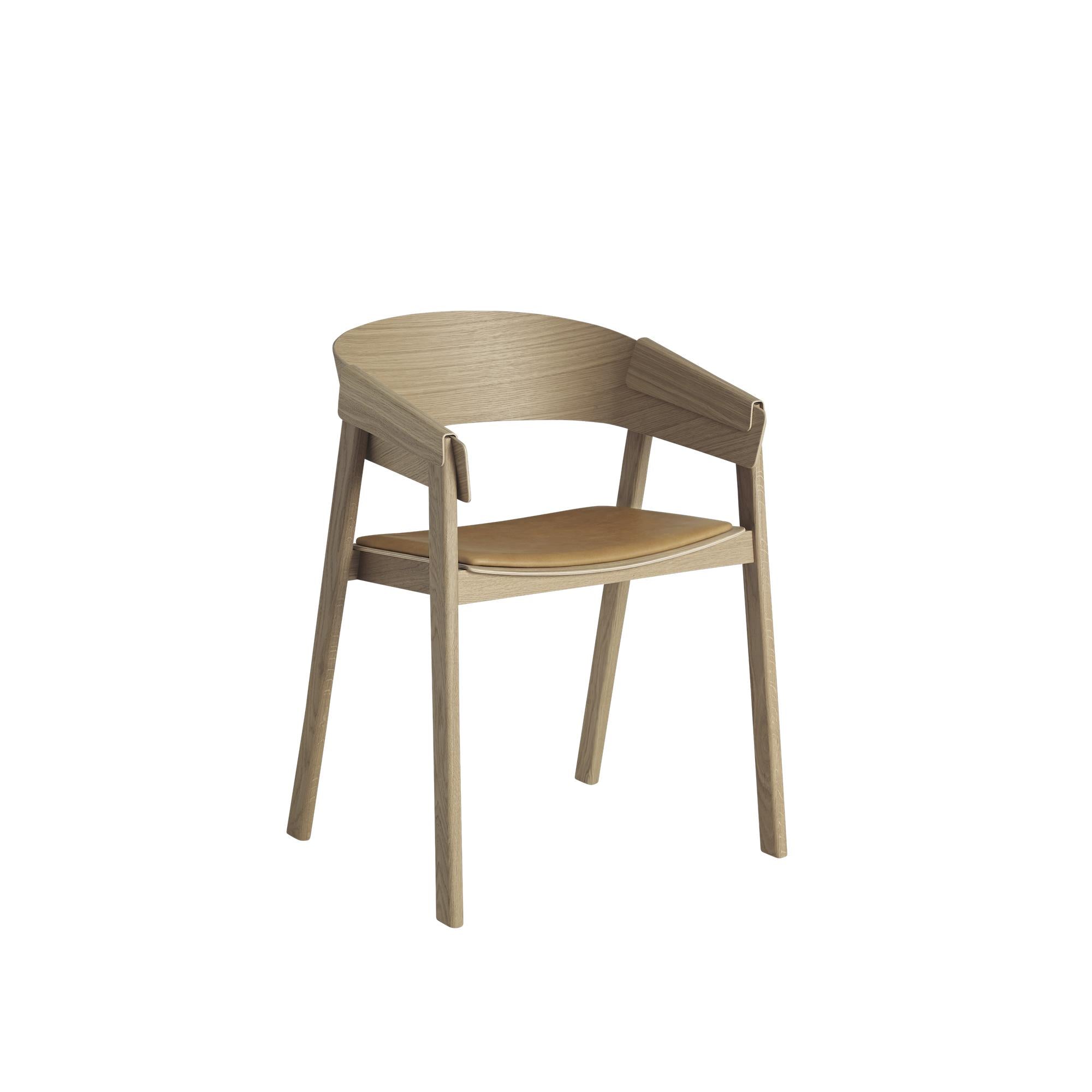 Muuto Cover Chair Oak Leather Seat, Oak Cognac Leather