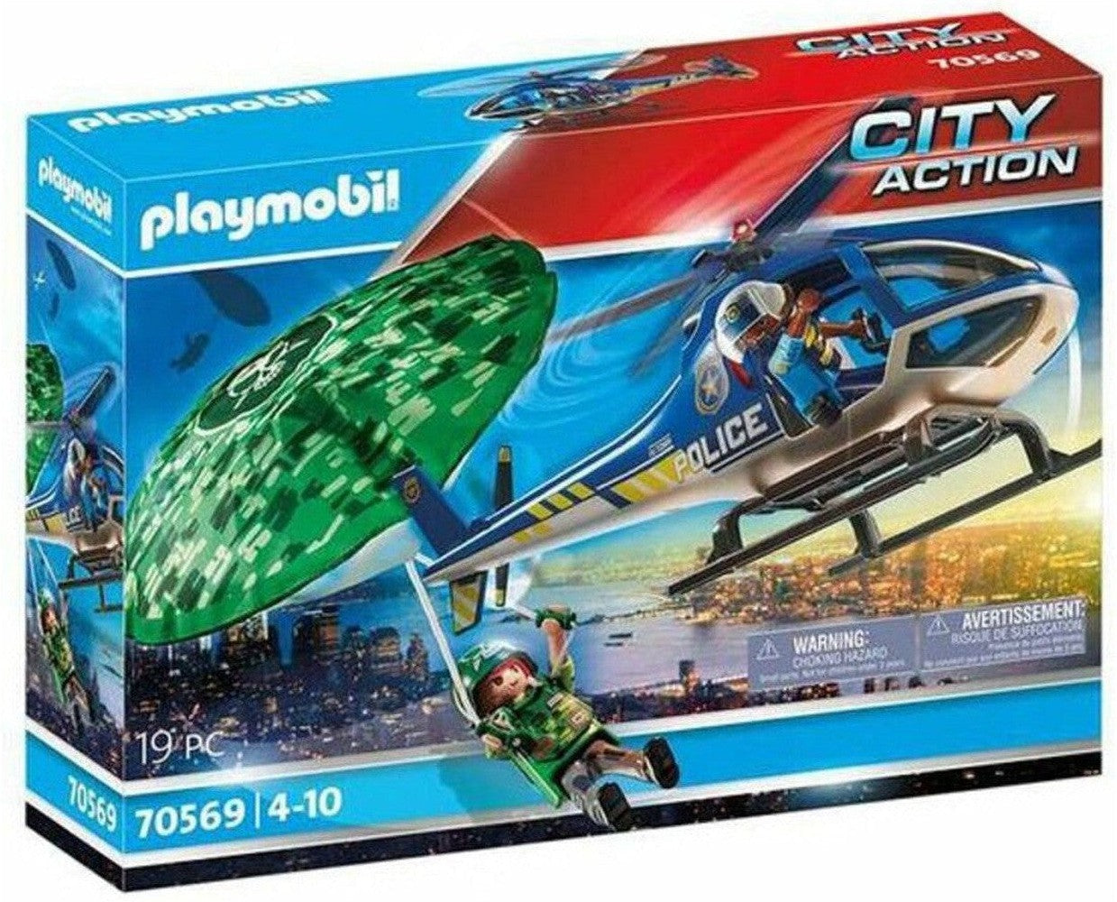 Playset  City Action Police helicopter: Parachute Chase Playmobil