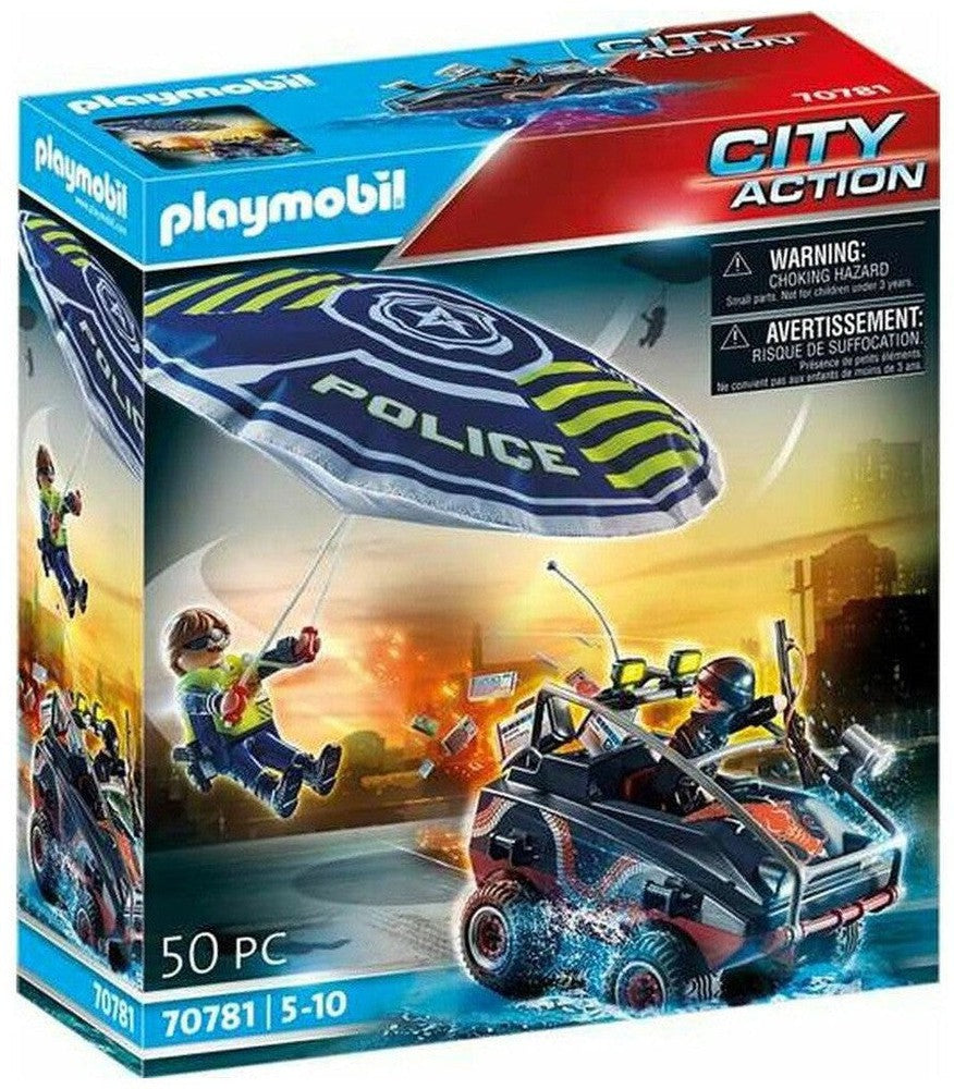 Playset Playmobil City Action Police Parachute s obojživelným vozidlem