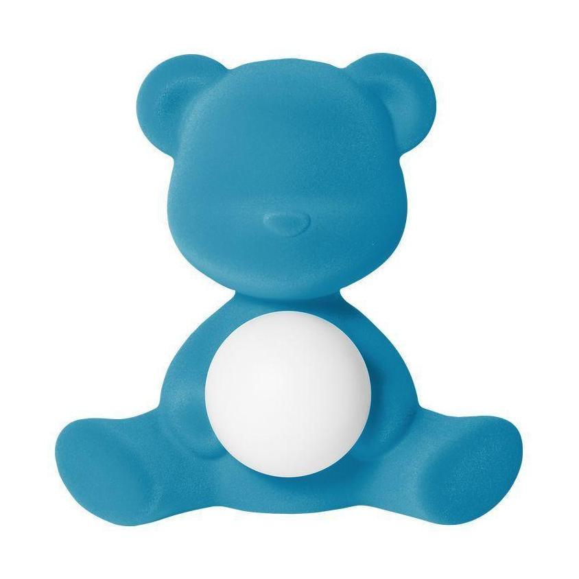 [product_category]-Qeeboo Teddy Girl Led Rechargeable Table Lamp Velvet Finish, Light Blue-Qeeboo-8052049054645-25002LB-FL-QEE-1