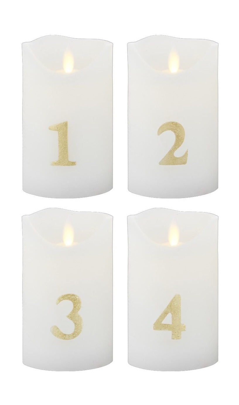 [product_category]-Sirius Sara Advent Led Candle 4 Pcs øx H 7x12,5 Cm, White/Gold-Sirius-5707310504048-50404-SIR-1