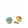 Skultuna Crown Gold Cufflink Ø1,7 cm, světle modrá