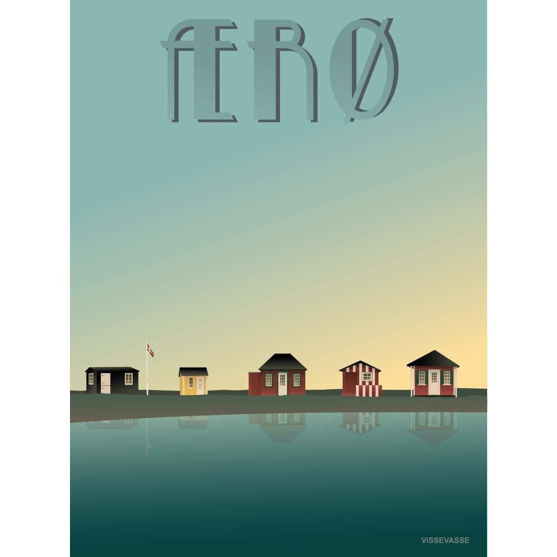 Vissevasse ærø Beach Huts Poster, 70 X100 Cm