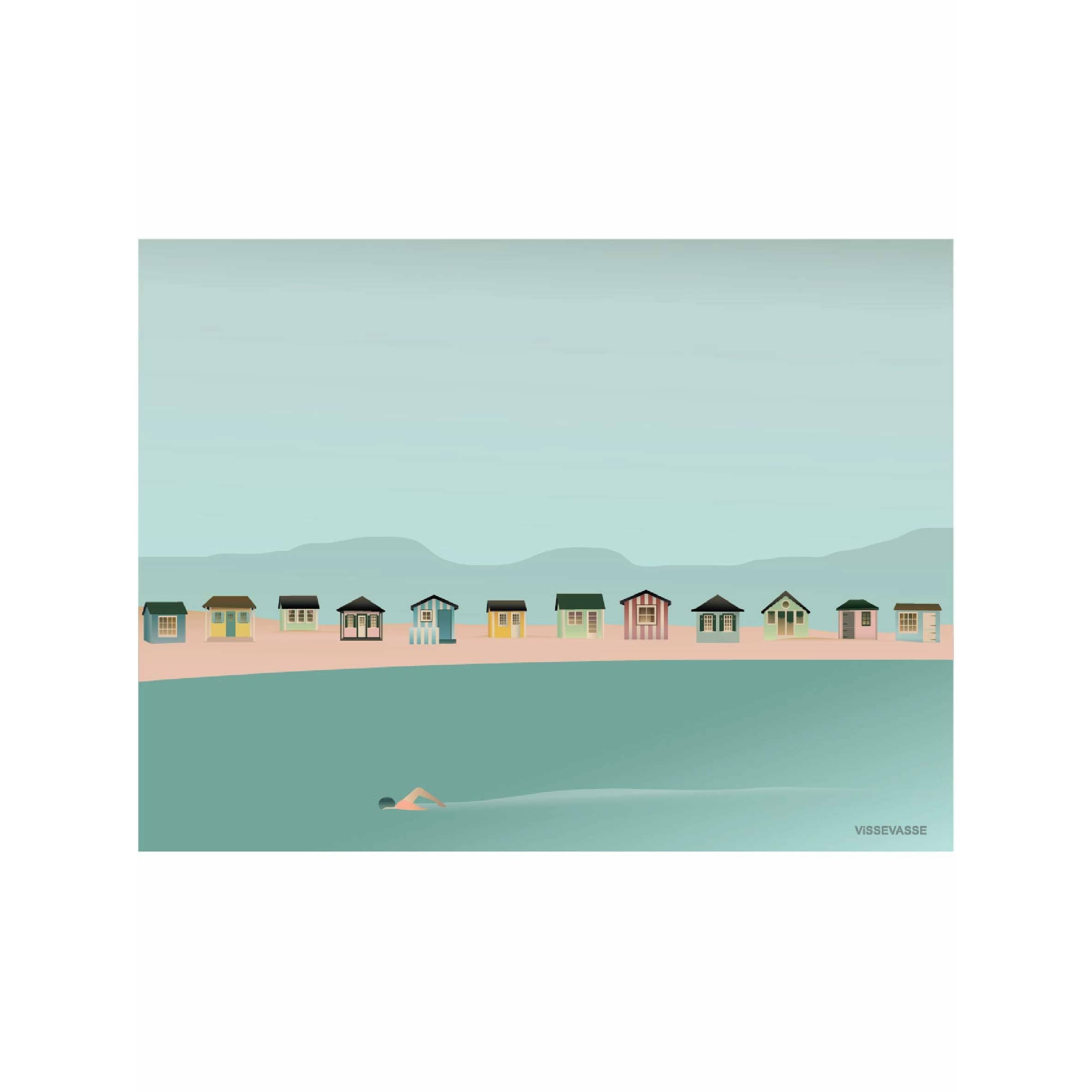 Vissevasse Beach Hut Coast plakát, 30 x40 cm