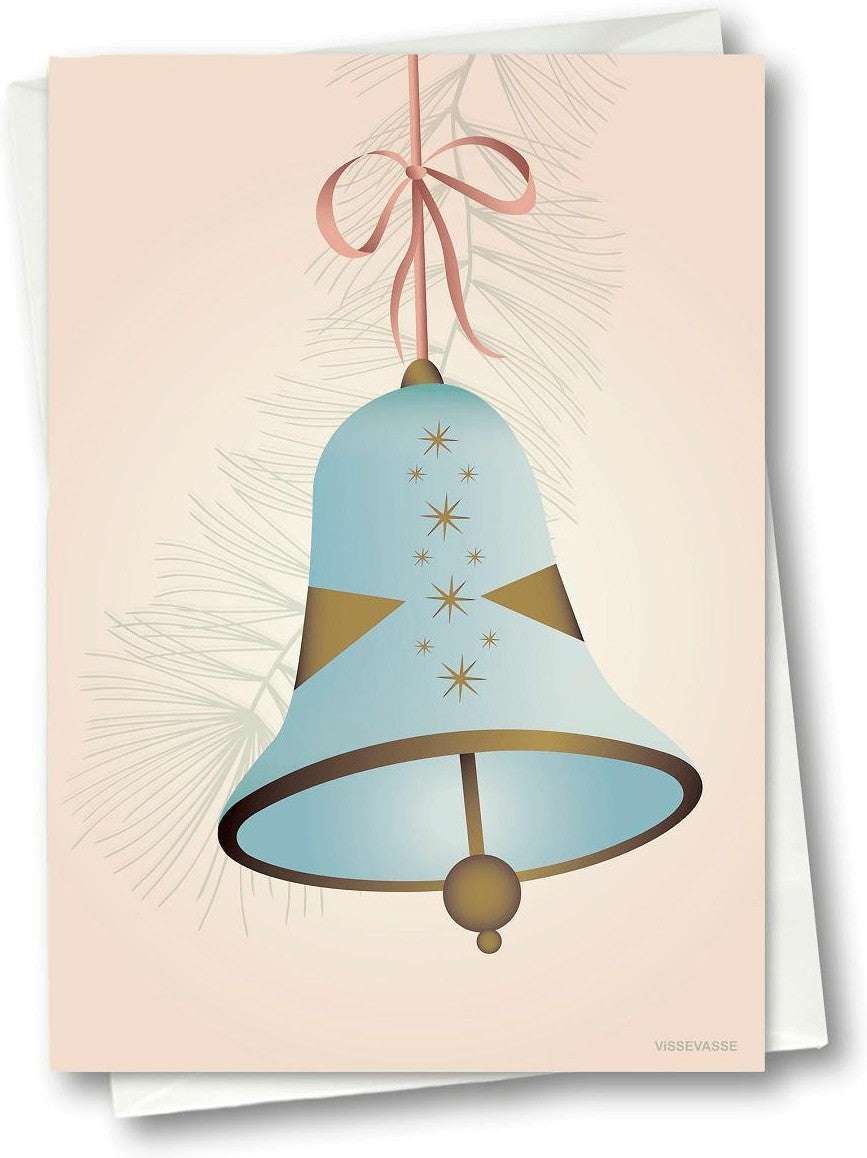 Vissevasse Christmas Bell Blonging Card 10,5 x15 cm, modrá