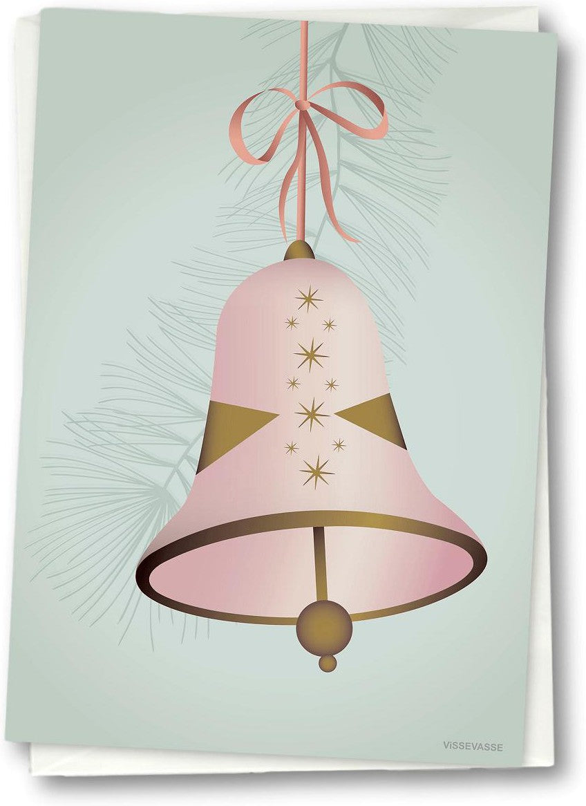 Vissevasse Christmas Bell Belling Card 10,5 x15 cm, růžová