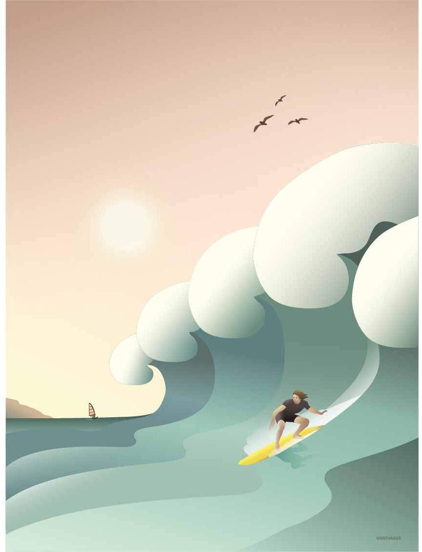 Vissevasse Surfer Poster, 15 X21 Cm