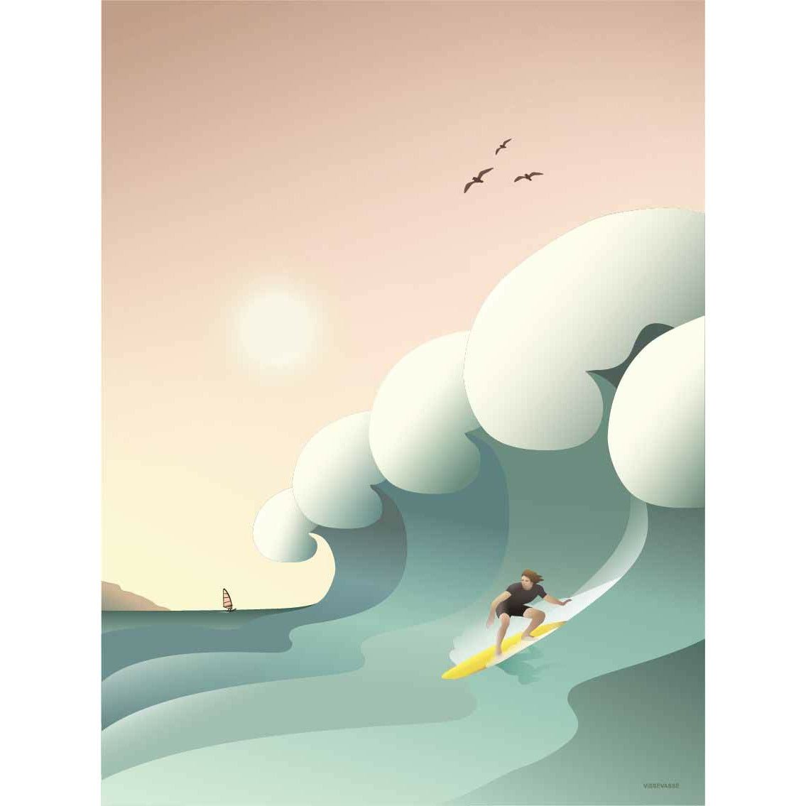 Vissevasse Surfer Poster, 30 X40 Cm