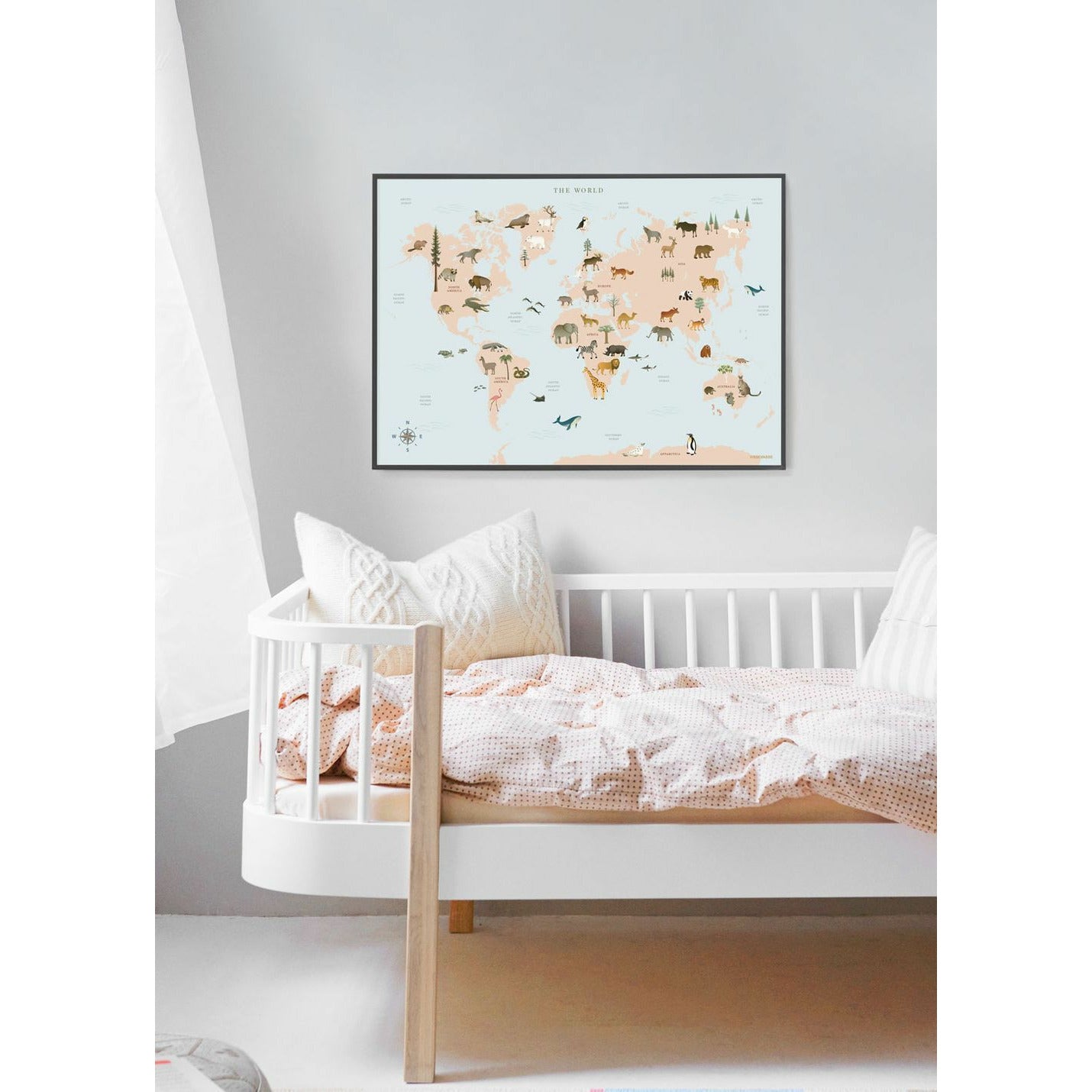 Vissevasse World Map Animal Poster, 70 X100 Cm