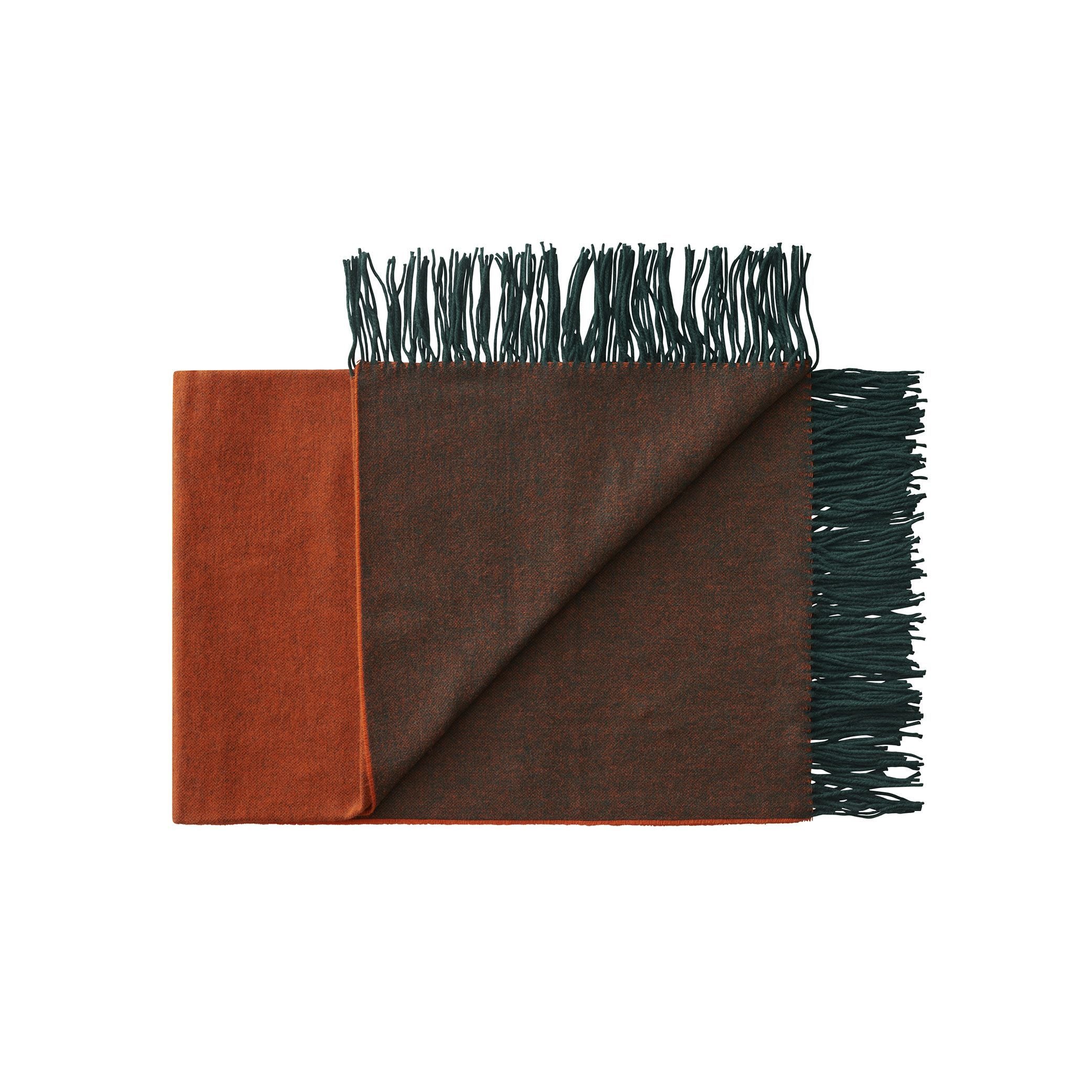 Silkeborg Uldspinderi Franja Throw 170x140 Cm, Green/Orange