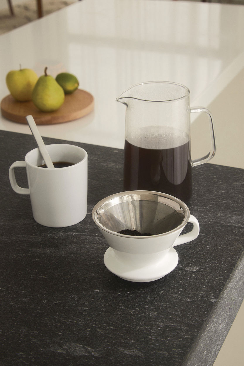 Alessi Slow Coffee, doplňky pro mlýnek na kávu (džbán + síťový filer + držák filtru)