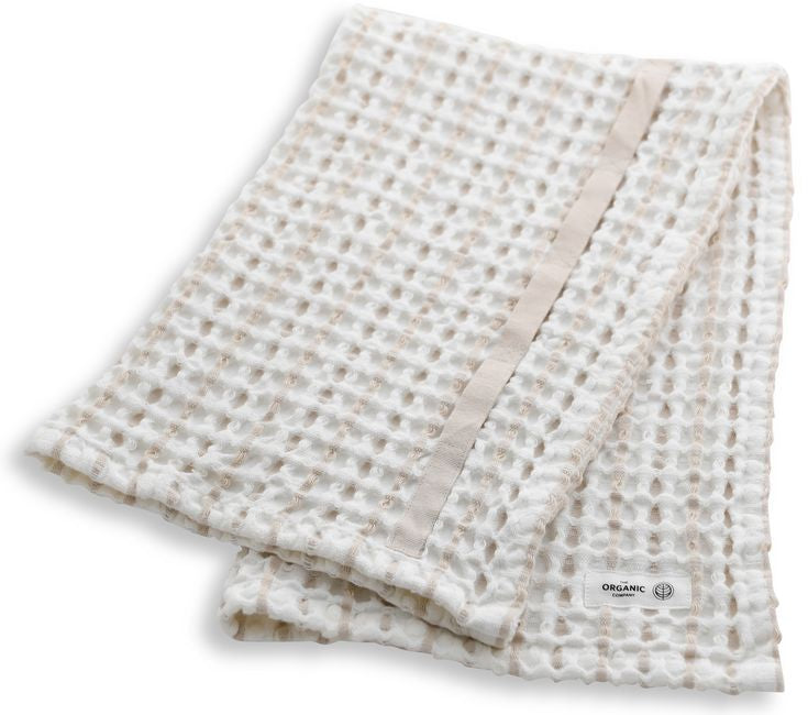 The Organic Company Big Waffle Hand Towel, Natural White/Stone