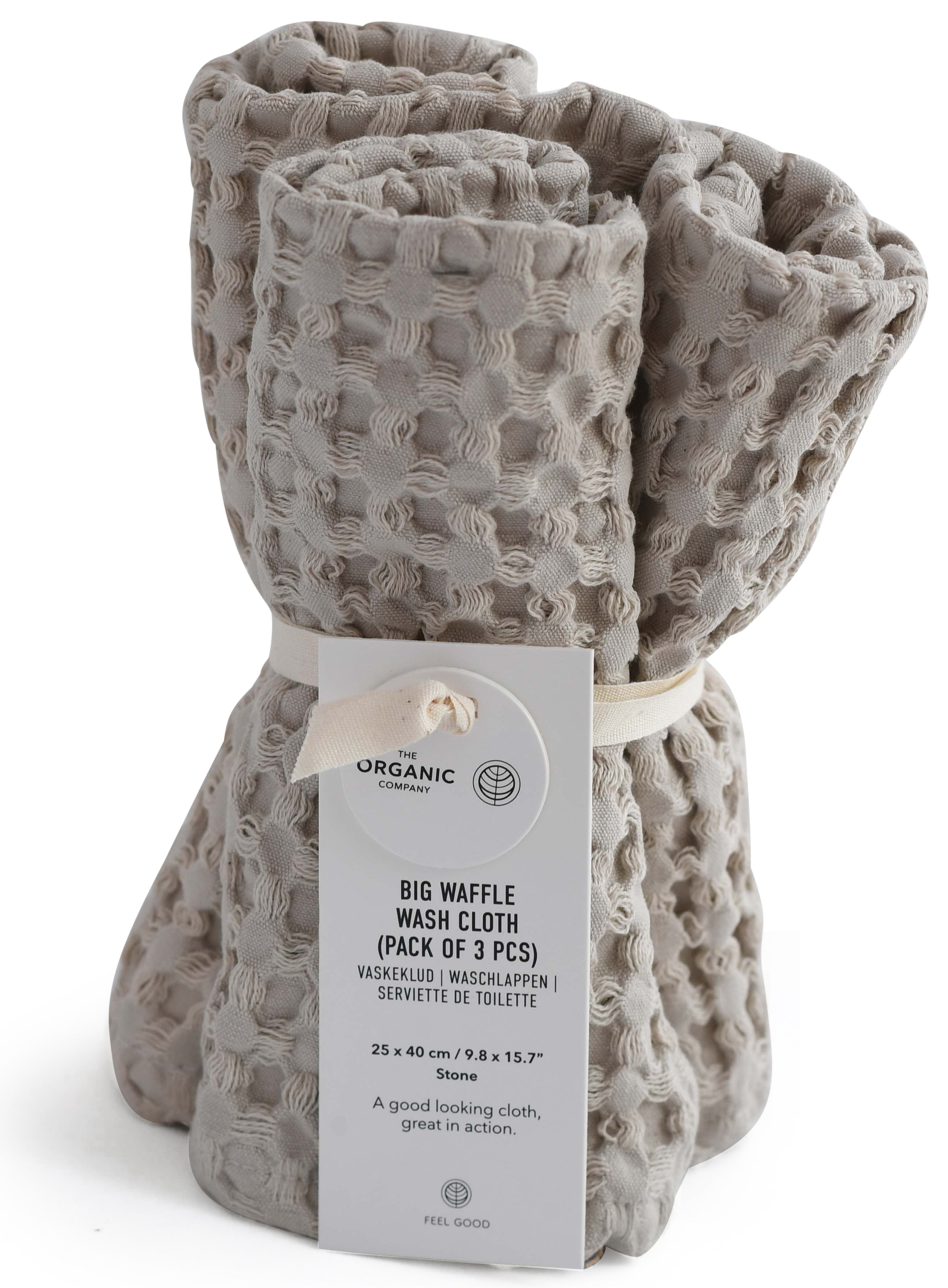 The Organic Company Big Waffle Wash Cloth 3 Pcs., Stone